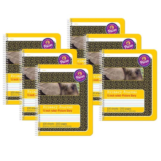 Pacon® 7.5" x 9.75" Spiral Bound Ruled Primary Composition Book, 6ct.